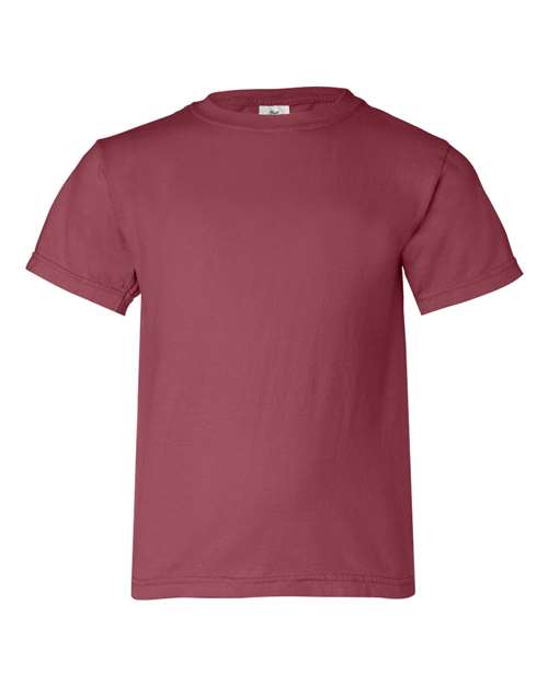 Comfort Colors Garment-Dyed Youth Heavyweight T-Shirt 9018 Crimson Custom Embroidered Business Logo