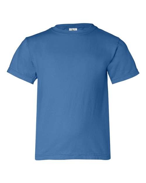 Comfort Colors Garment-Dyed Youth Heavyweight T-Shirt 9018 Royal Caribe Custom Embroidered Business Logo