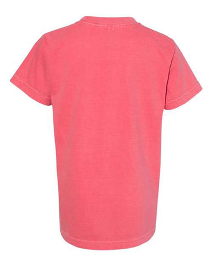 Comfort Colors Garment-Dyed Youth Heavyweight T-Shirt 9018 Washed Denim Custom Embroidered Business Logo