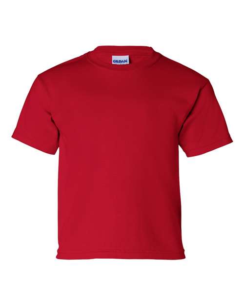 Gildan Ultra Cotton® Youth T-Shirt 2000B Cherry Red Custom Embroidered Business Logo