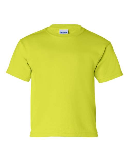 Gildan Ultra Cotton® Youth T-Shirt 2000B Safety Green Custom Embroidered Business Logo