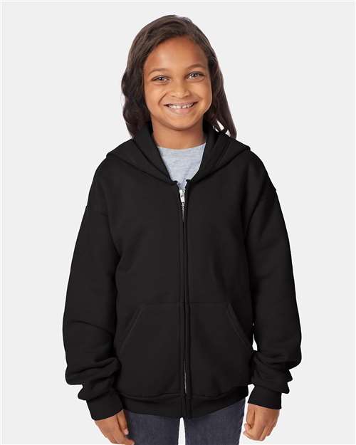 Custom Embroidered  Hanes EcoSmart® Youth Full-Zip Hooded Sweatshirt P480  