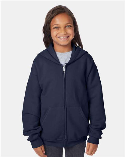 Custom Embroidered  Hanes EcoSmart® Youth Full-Zip Hooded Sweatshirt P480  