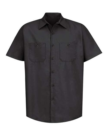 Red Kap Industrial Short Sleeve Work Shirt SP24 Black Custom Embroidered Business Logo