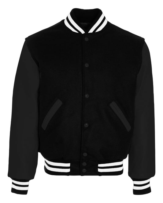 Holloway Adult Varsity Jacket 224183 BLACK/ BLCK/ WHT