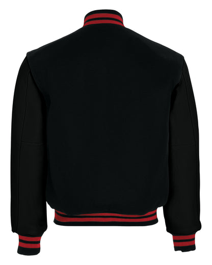 Holloway Adult Varsity Jacket 224183 BLK/ BLK/ SCARLT