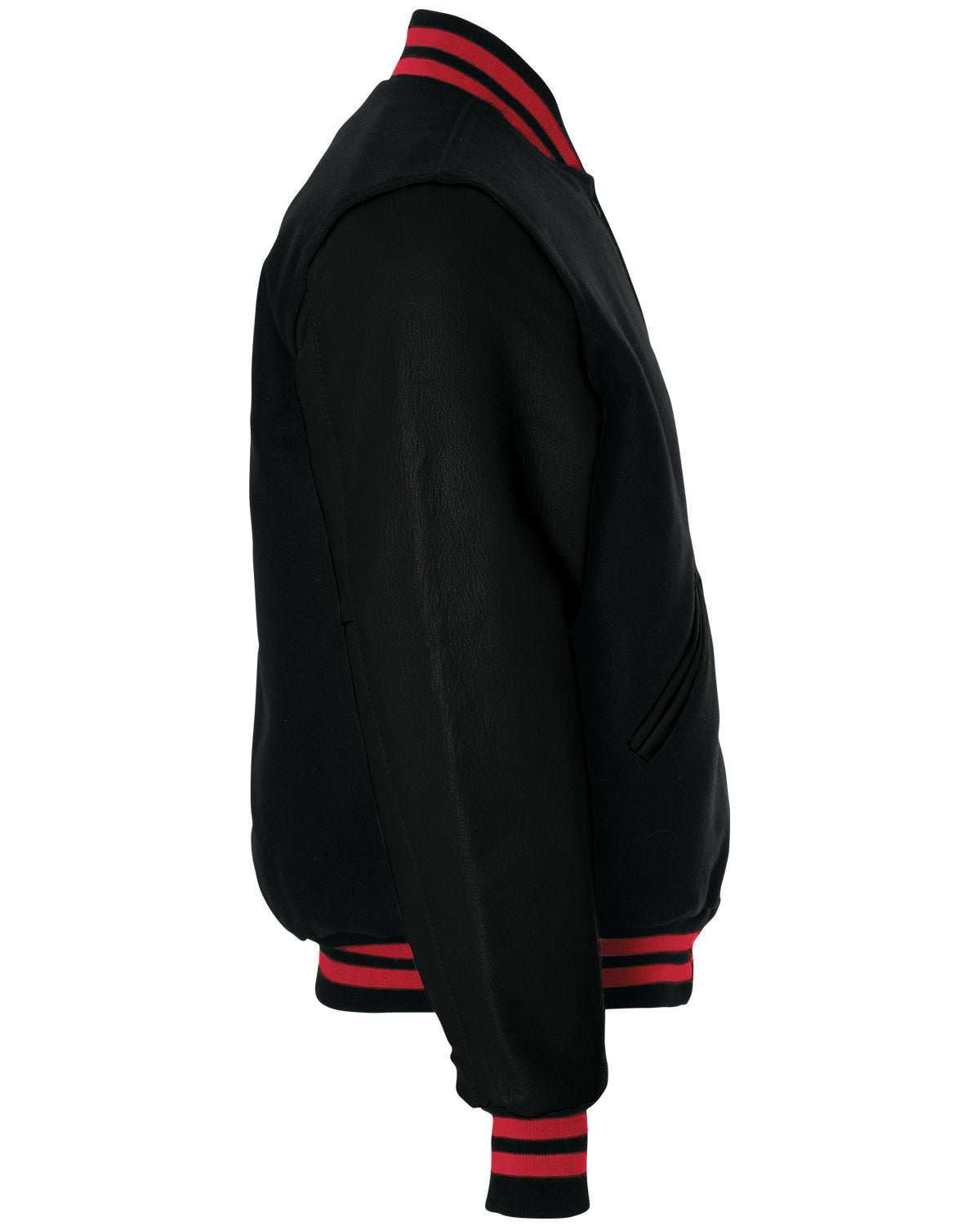 Holloway Adult Varsity Jacket 224183 BLK/ BLK/ SCARLT