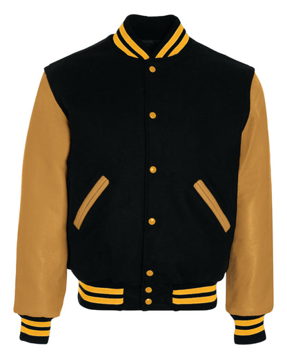 Holloway Adult Varsity Jacket 224183 BK/ L GLD/ L GLD