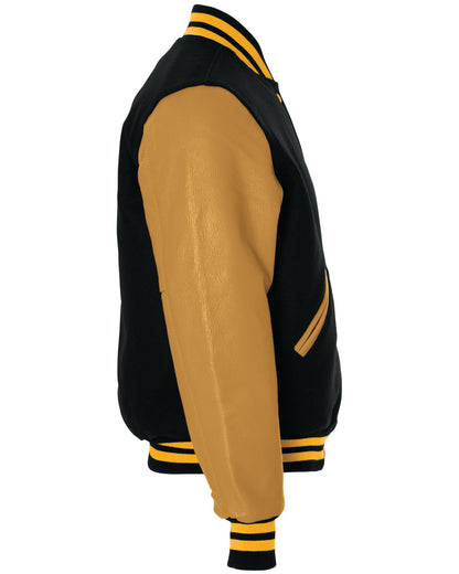 Holloway Adult Varsity Jacket 224183 BK/ L GLD/ L GLD