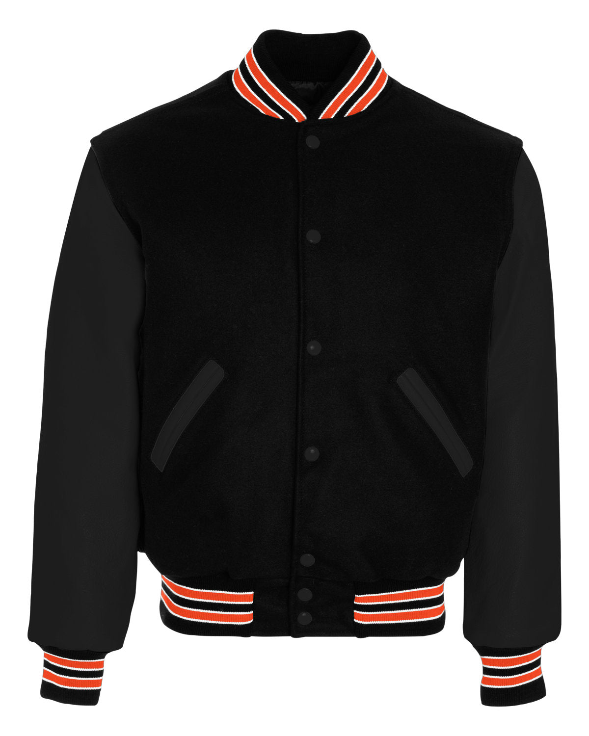 Holloway Adult Varsity Jacket 224183 BLK/ BRNT ORANGE