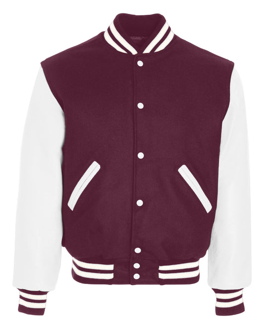 Holloway Adult Varsity Jacket 224183 MAROON/ WHITE