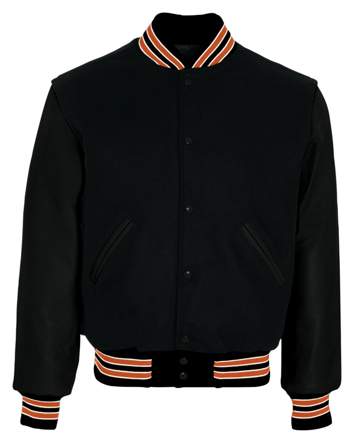 Holloway Adult Varsity Jacket 224183 BK/ BT ORNG/ WHT