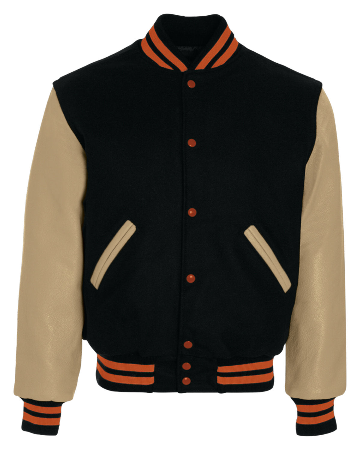 Holloway Adult Varsity Jacket 224183 BK/ CRM/ BT ORNG