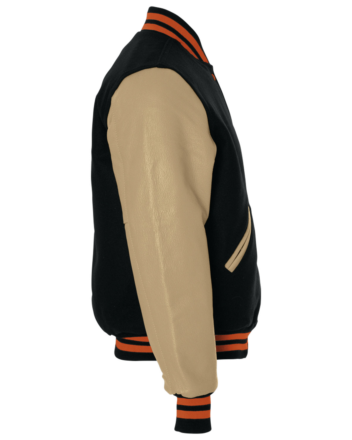 Holloway Adult Varsity Jacket 224183 BK/ CRM/ BT ORNG