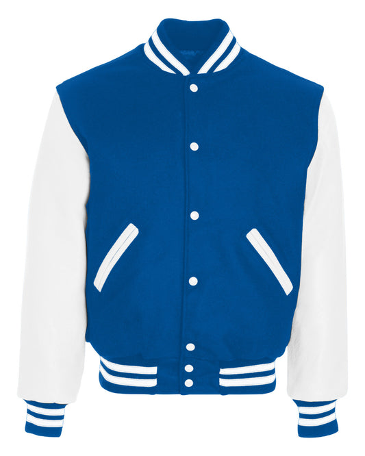 Holloway Adult Varsity Jacket 224183 DRK ROYAL/ WHITE