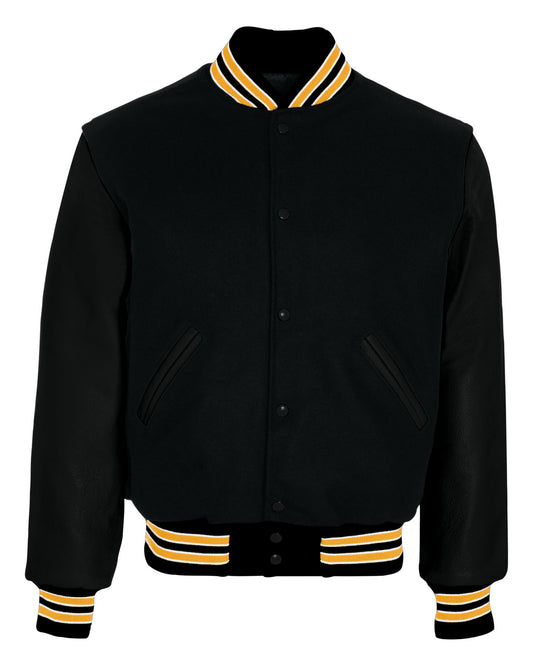 Holloway Adult Varsity Jacket 224183 BLK/ LT GLD/ WHT