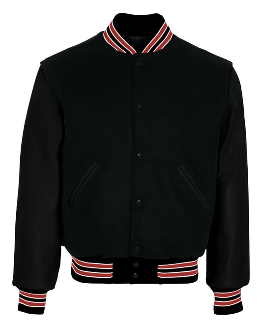 Holloway Adult Varsity Jacket 224183 BLK / SCRL/ WH