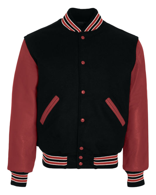 Holloway Adult Varsity Jacket 224183 BK/ SCRLT/ SCRLT