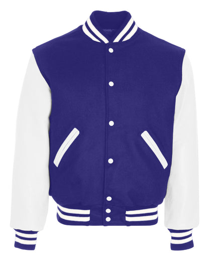 Holloway Adult Varsity Jacket 224183 PURPLE/ WHITE