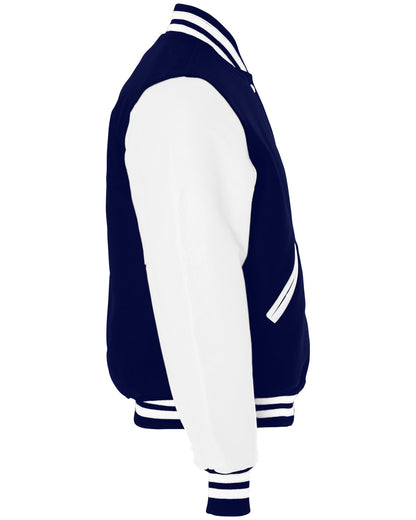 Holloway Adult Varsity Jacket 224183 TRUE NAVY/ WHITE