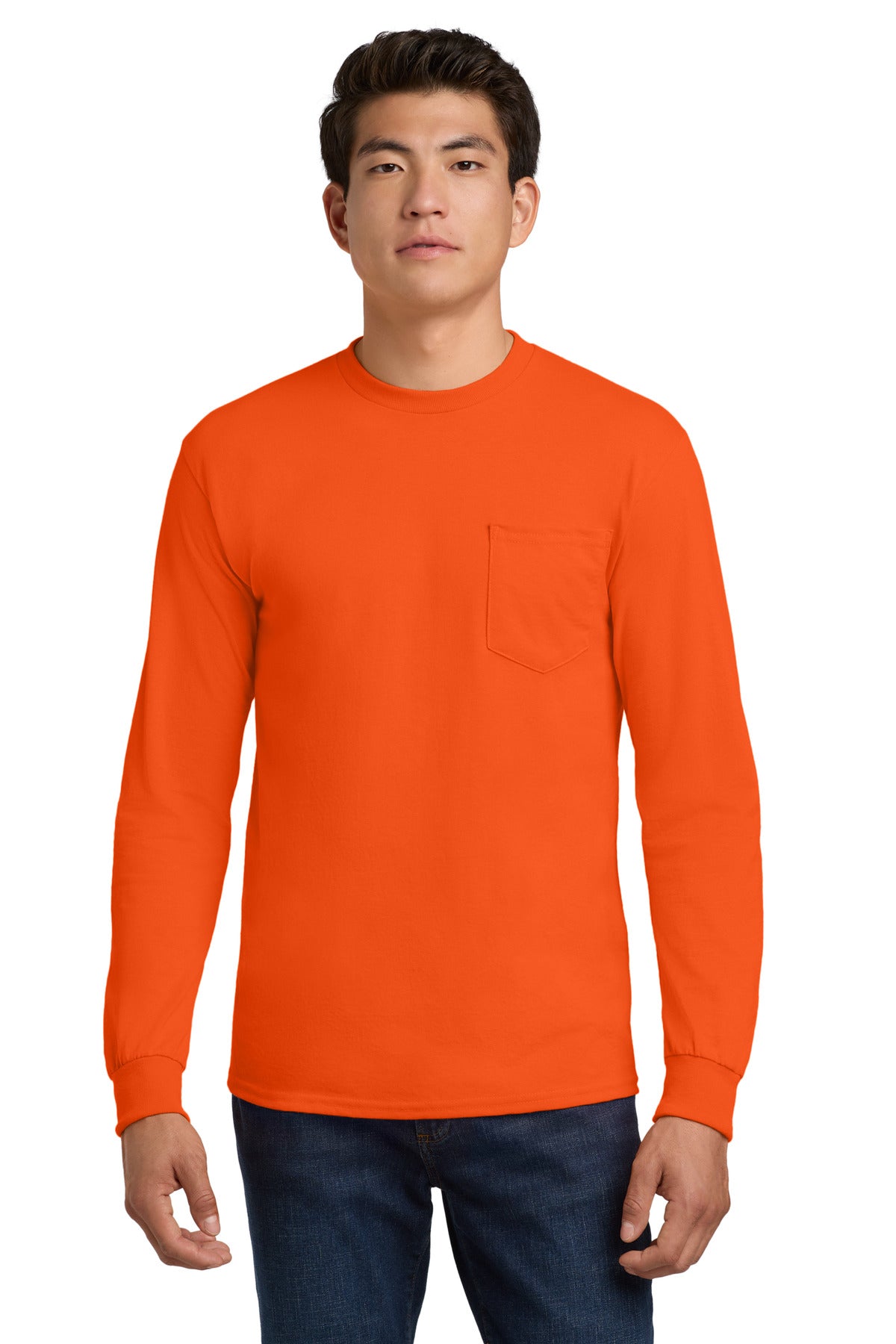 Gildan   - Ultra Cotton   100% US Cotton Long Sleeve T-Shirt with Pocket.  2410