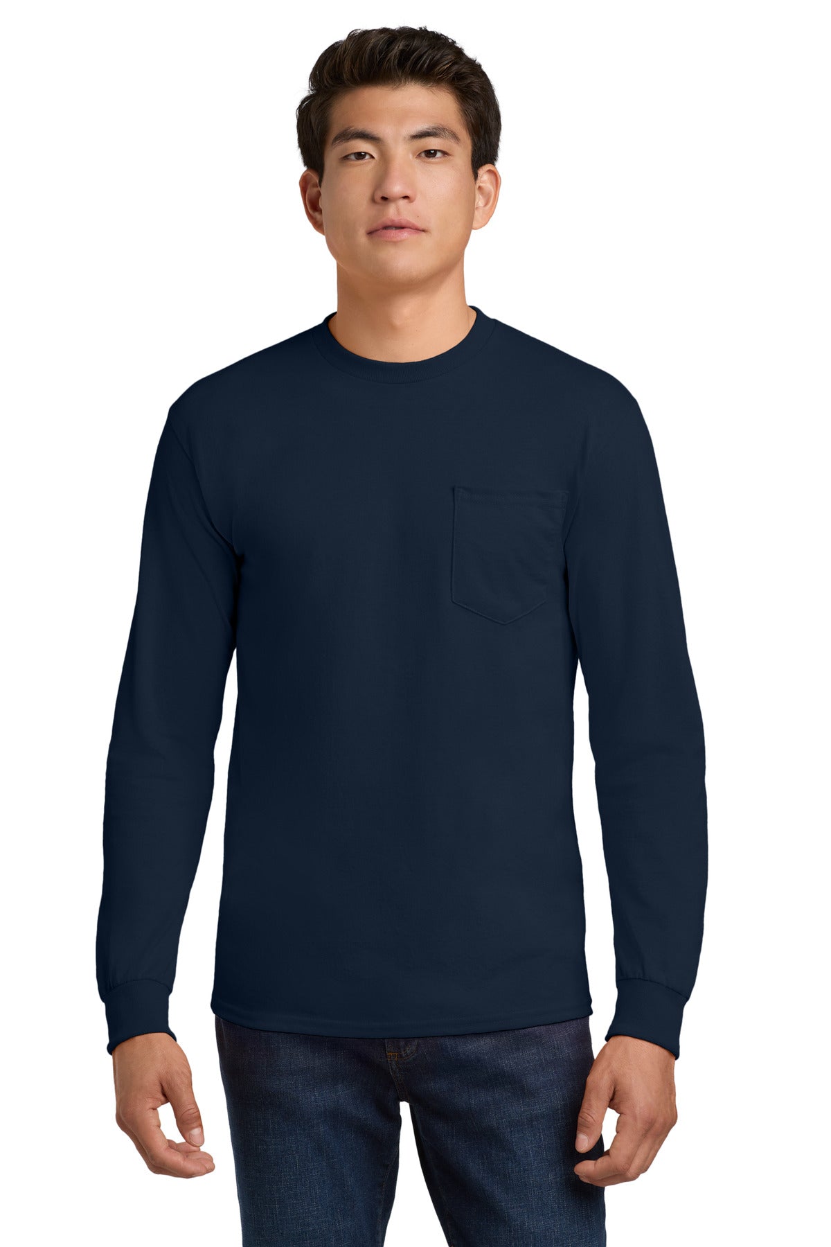 Gildan   - Ultra Cotton   100% US Cotton Long Sleeve T-Shirt with Pocket.  2410