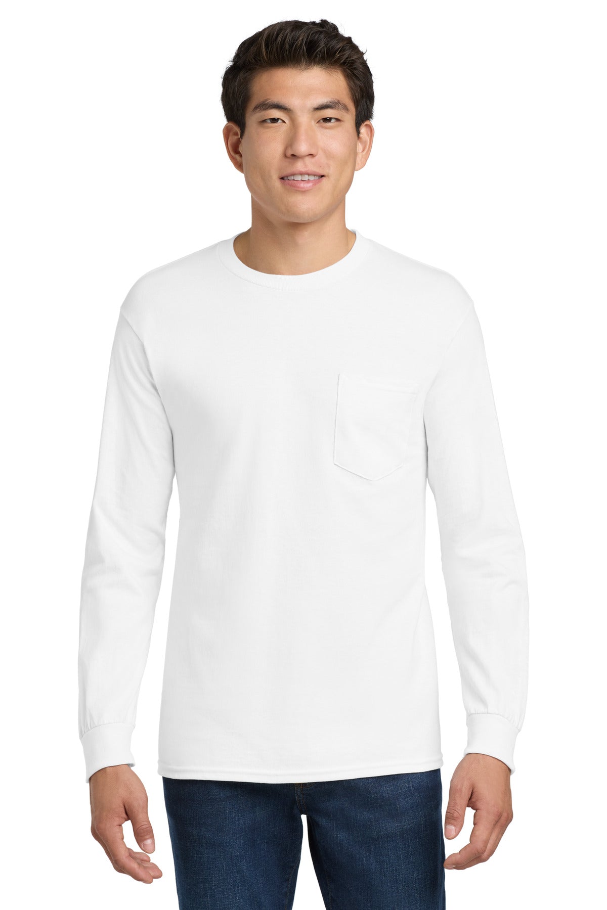 Gildan   - Ultra Cotton   100% US Cotton Long Sleeve T-Shirt with Pocket.  2410