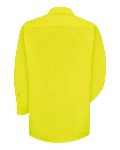 Custom EmbroideredRed Kap Men's Enhanced Visibility Long Sleeve Work Shirt 1560 Yellow/ Green