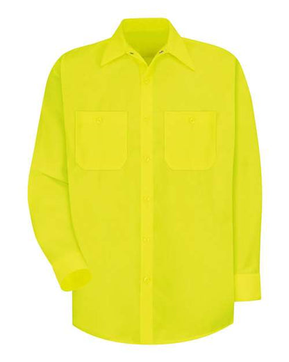 Red Kap Enhanced Visibility Long Sleeve Work Shirt SS14 Custom Embroidered Business Logo