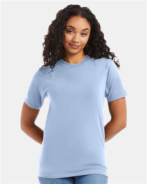 Custom Embroidered  Hanes Beefy-T® T-Shirt 5180 Light Blue