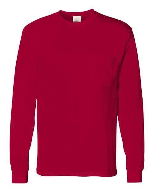 Hanes Authentic Long Sleeve Pocket T-Shirt 5596