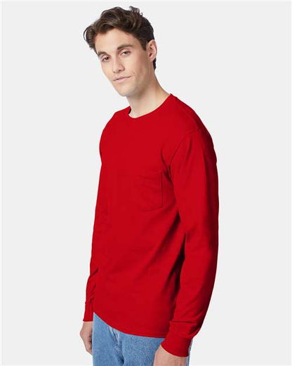 Hanes Authentic Long Sleeve Pocket T-Shirt 5596