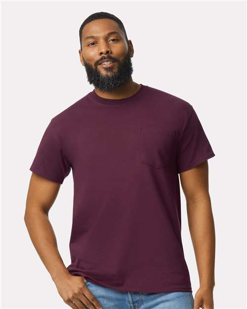 Custom Embroidered  Gildan Ultra Cotton® Pocket T-Shirt 2300 Maroon