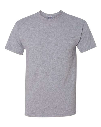 JERZEES Dri-Power® 50/50 Pocket T-Shirt 29MPR Oxford Custom Embroidered Business Logo