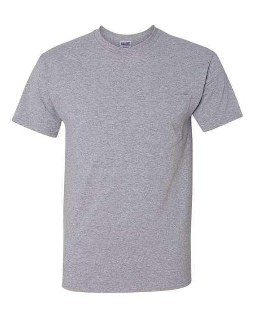 JERZEES Dri-Power® 50/50 Pocket T-Shirt 29MPR Oxford Custom Embroidered Business Logo