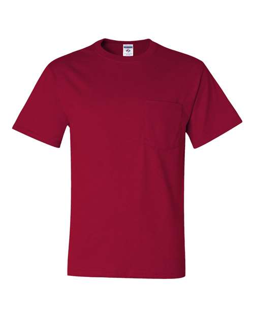 JERZEES Dri-Power® 50/50 Pocket T-Shirt 29MPR True Red Custom Embroidered Business Logo
