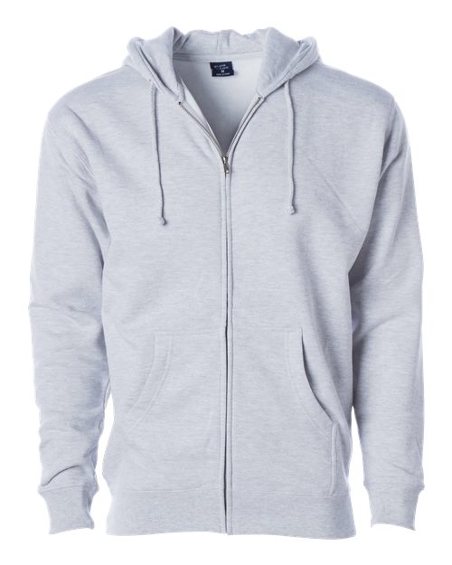 Custom EmbroideredIndependent Trading Co. Unisex Heavyweight Full-Zip Hooded Sweatshirt 360 Ash Heather