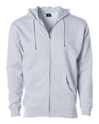 Custom EmbroideredIndependent Trading Co. Unisex Heavyweight Full-Zip Hooded Sweatshirt 360 Ash Heather