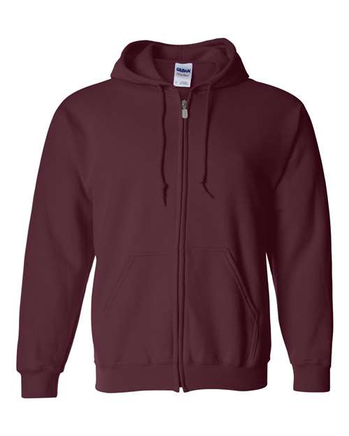 Gildan Heavy Blend™ Full-Zip Hooded Sweatshirt 18600 Maroon Custom Embroidered Business Logo
