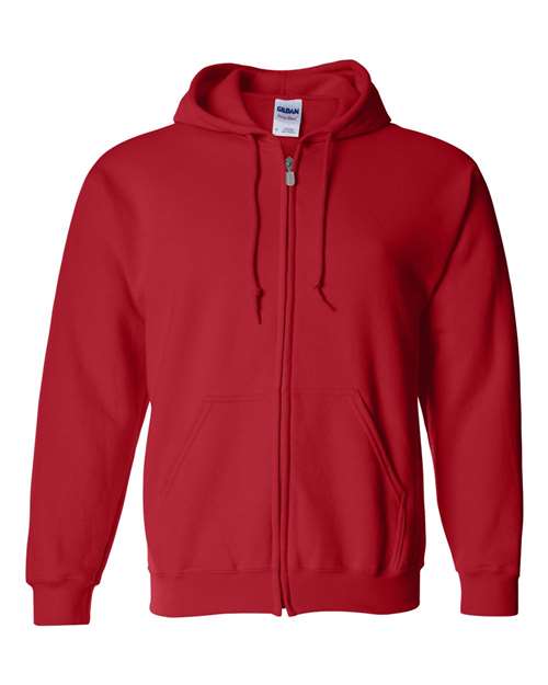 Gildan Heavy Blend™ Full-Zip Hooded Sweatshirt 18600 Red Custom Embroidered Business Logo
