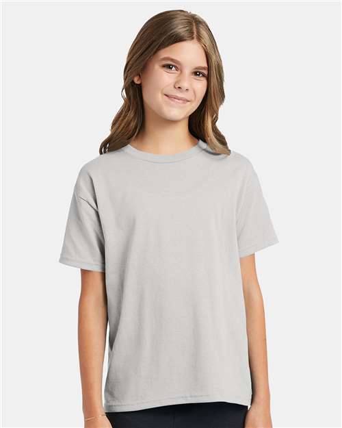 Custom Embroidered  Hanes Ecosmart™ Youth T-Shirt 5370 Ash