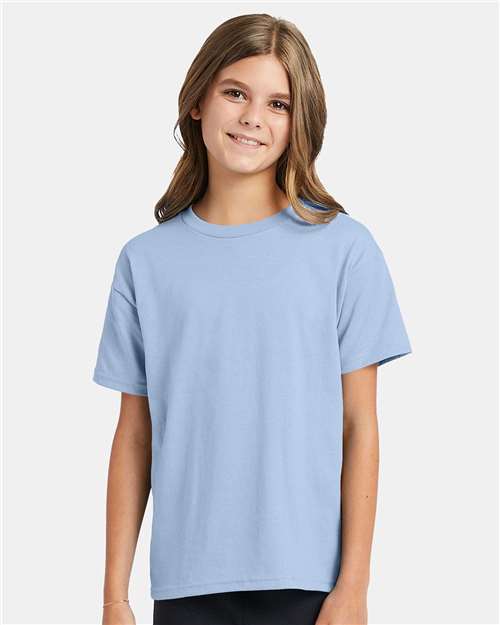 Custom Embroidered  Hanes Ecosmart™ Youth T-Shirt 5370 Light Blue