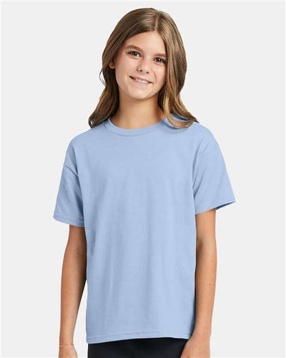 Custom Embroidered  Hanes Ecosmart™ Youth T-Shirt 5370 Light Blue