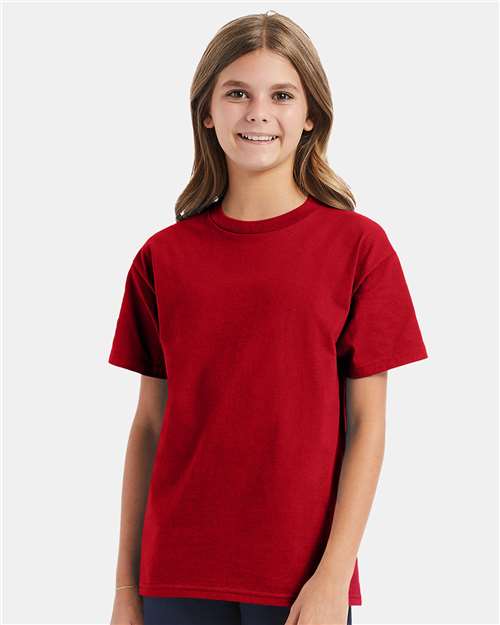 Custom Embroidered  Hanes Authentic Youth T-Shirt 5450 Deep Red