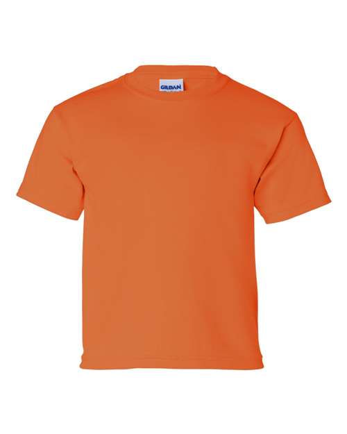 Gildan Ultra Cotton® Youth T-Shirt 2000B Safety Orange Custom Embroidered Business Logo