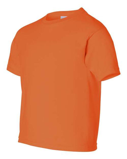 Gildan Ultra Cotton® Youth T-Shirt 2000B Safety Orange Custom Embroidered Business Logo