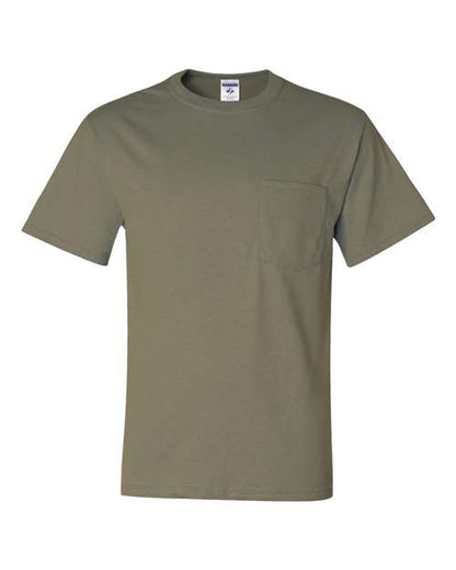 JERZEES Dri-Power® 50/50 Pocket T-Shirt 29MPR Khaki Custom Embroidered Business Logo