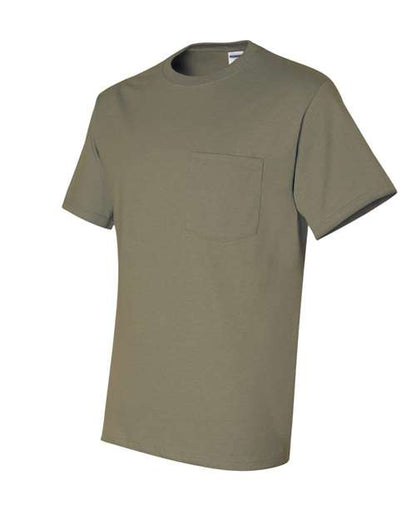 JERZEES Dri-Power® 50/50 Pocket T-Shirt 29MPR Khaki Custom Embroidered Business Logo