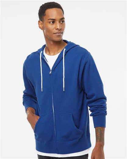 Independent Trading Co. Lightweight Full-Zip Hooded Sweatshirt AFX90UNZ Custom Embroidered Business Logo