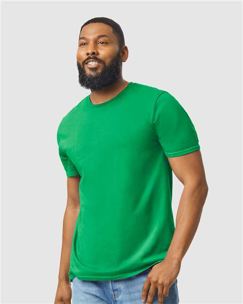 Gildan Softstyle® T-Shirt 64000 Irish Green Custom Embroidered Business Logo